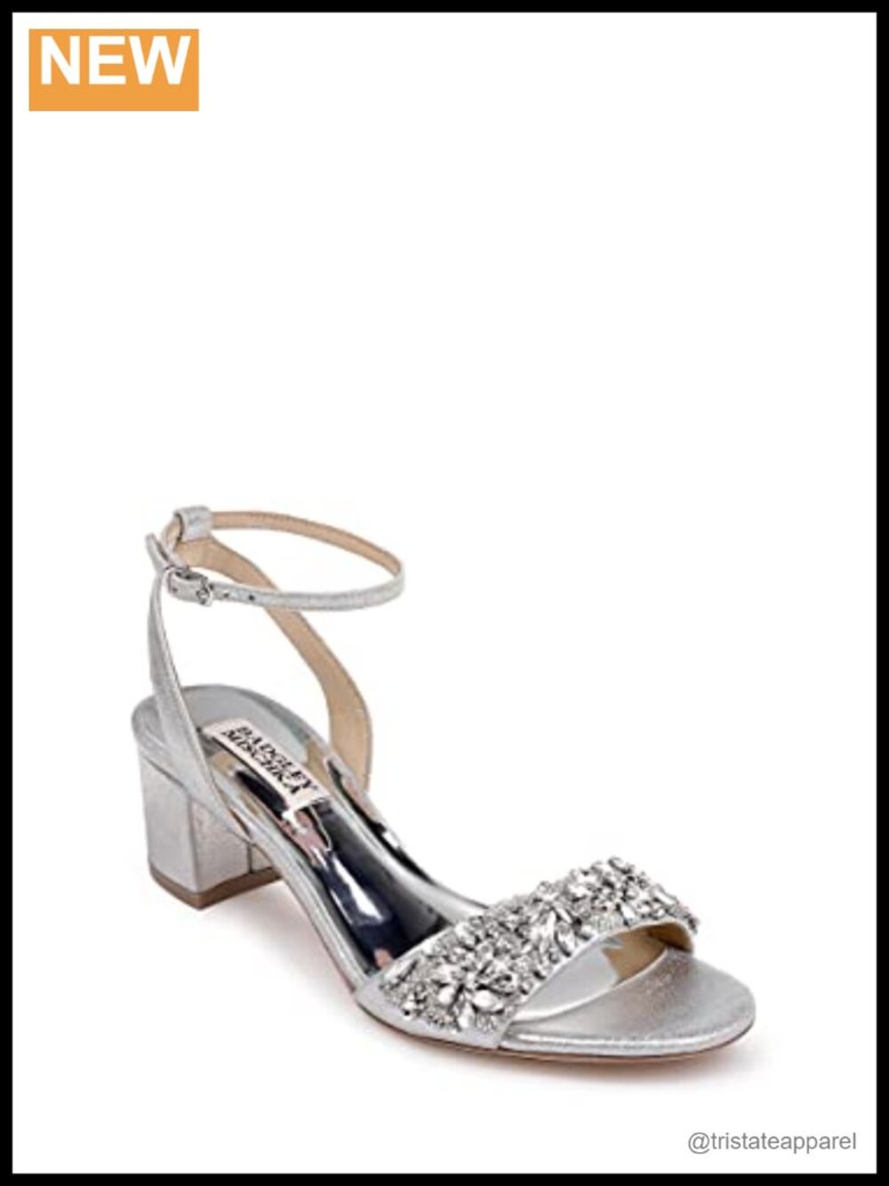 Metallic Suede Ankle Strap Block Heel Sandals Rhinestone Formal Evening